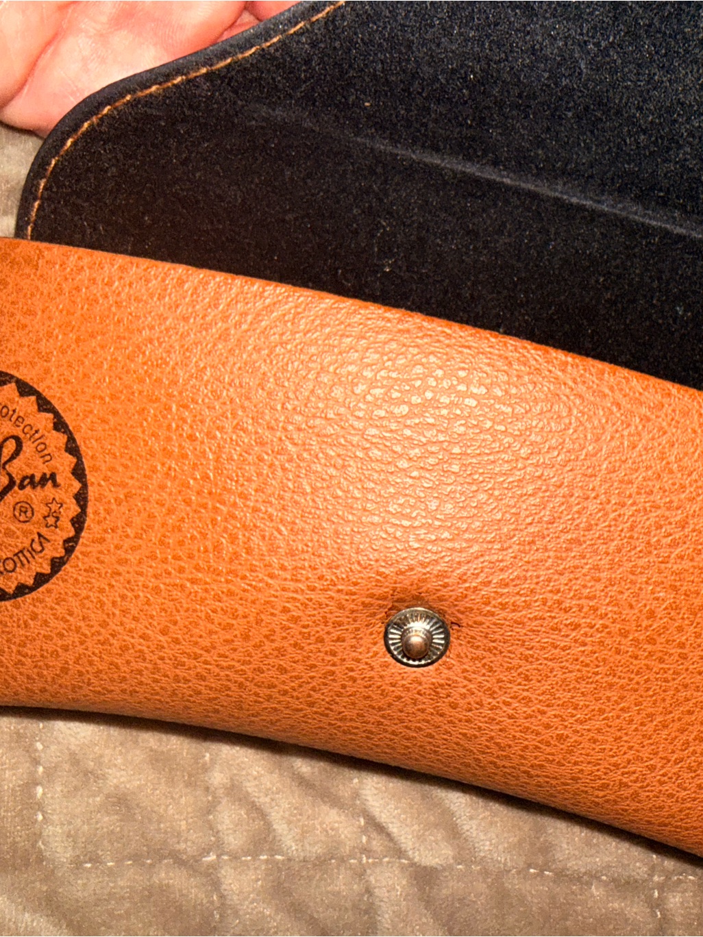 Ray-Ban Tan And Black Leather Sunglasses Case